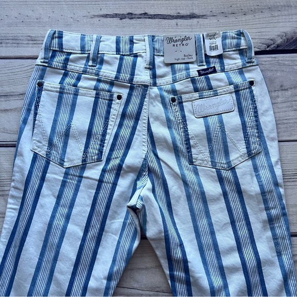 Wrangler Blue & White Striped Bailey Flare Retro Jeans - Picture 12 of 14